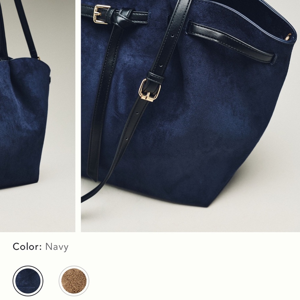 Navy Suede Tote Bag brand new with tags - Picture 2 of 5